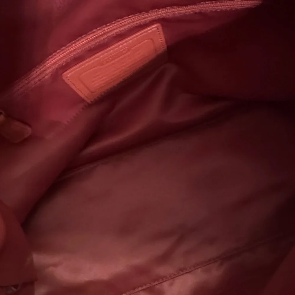 Coach Ashley Signature Tan Sateen,coral Leather Shoulder satchel Bag - Picture 8 of 11